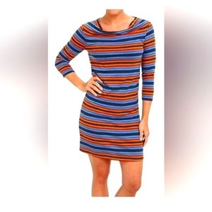 Patagonia Womens Kamala Cowl Neck Dress Beryl Blue/Rust/Black Size Medium
